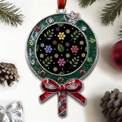 Embroidery Seamless Pattern With Flowers Metal X Mas Lollipop with Crystal Ornament