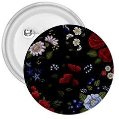 Floral Folk Fashion Ornamental Embroidery Pattern 3  Buttons by Apen