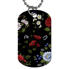 Floral Folk Fashion Ornamental Embroidery Pattern Dog Tag (two Sides) by Apen