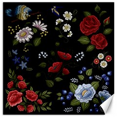 Floral Folk Fashion Ornamental Embroidery Pattern Canvas 20  X 20  by Apen