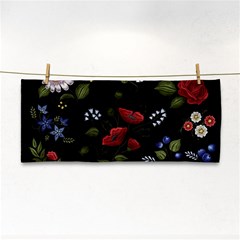 Floral Folk Fashion Ornamental Embroidery Pattern Hand Towel by Apen