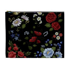 Floral Folk Fashion Ornamental Embroidery Pattern Cosmetic Bag (xl) by Apen