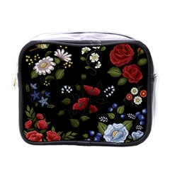 Floral Folk Fashion Ornamental Embroidery Pattern Mini Toiletries Bag (one Side) by Apen