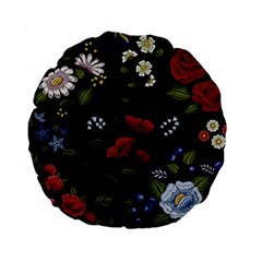 Floral Folk Fashion Ornamental Embroidery Pattern Standard 15  Premium Round Cushions by Apen