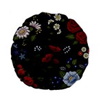 Floral Folk Fashion Ornamental Embroidery Pattern Standard 15  Premium Round Cushions Back