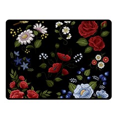 Floral Folk Fashion Ornamental Embroidery Pattern Two Sides Fleece Blanket (small) by Apen