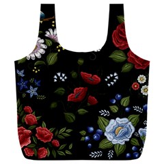 Floral Folk Fashion Ornamental Embroidery Pattern Full Print Recycle Bag (xxxl)