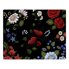 Floral Folk Fashion Ornamental Embroidery Pattern Premium Plush Fleece Blanket (large) by Apen