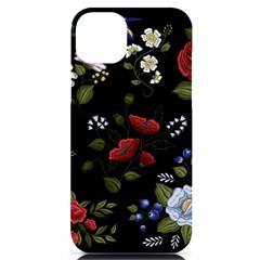 Floral Folk Fashion Ornamental Embroidery Pattern Iphone 14 Plus Black Uv Print Case by Apen