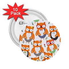 Cute Colorful Owl Cartoon Seamless Pattern 2 25  Buttons (10 Pack)  by Apen