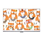 Cute Colorful Owl Cartoon Seamless Pattern Business Card Holder Front