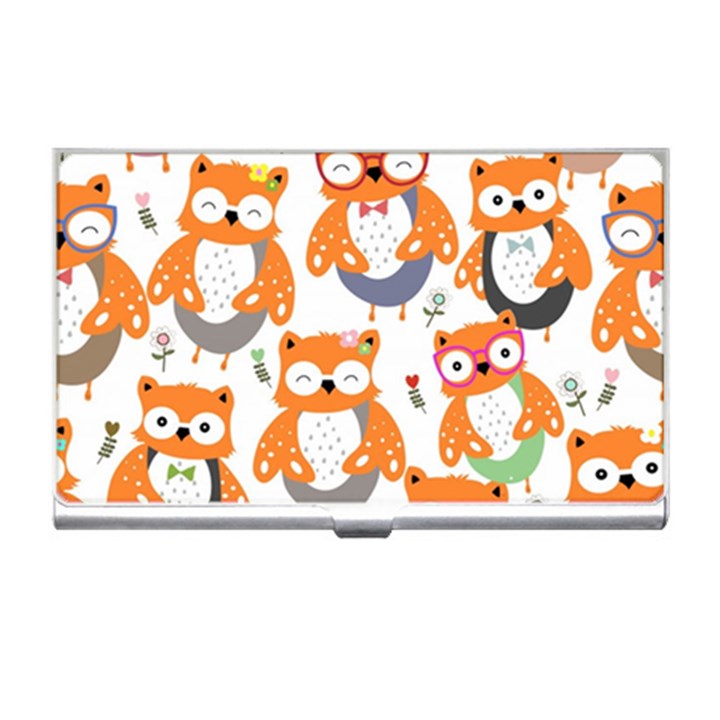 Cute Colorful Owl Cartoon Seamless Pattern Business Card Holder