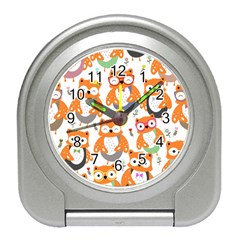 Cute Colorful Owl Cartoon Seamless Pattern Travel Alarm Clock by Apen