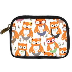 Cute Colorful Owl Cartoon Seamless Pattern Digital Camera Leather Case by Apen