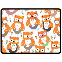 Cute Colorful Owl Cartoon Seamless Pattern Fleece Blanket (large) by Apen