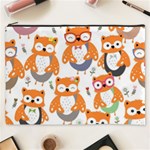 Cute Colorful Owl Cartoon Seamless Pattern Cosmetic Bag (XXXL) Front