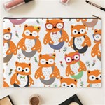 Cute Colorful Owl Cartoon Seamless Pattern Cosmetic Bag (XXXL) Back