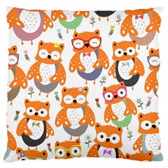 Cute Colorful Owl Cartoon Seamless Pattern Standard Premium Plush Fleece Cushion Case (one Side) by Apen