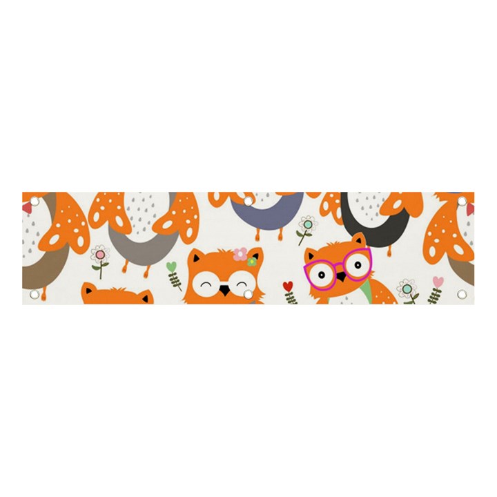 Cute Colorful Owl Cartoon Seamless Pattern Banner and Sign 4  x 1 