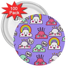 Cloud Seamless Pattern 3  Buttons (100 Pack)  by Apen