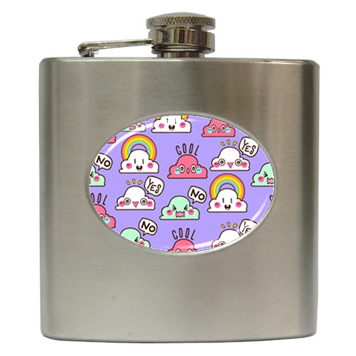 Cloud Seamless Pattern Hip Flask (6 oz)