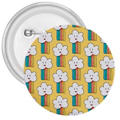 Smile Cloud Rainbow Pattern Yellow 3  Buttons by Apen