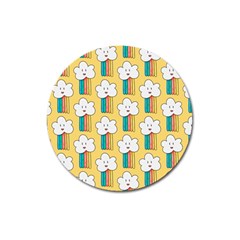 Smile Cloud Rainbow Pattern Yellow Magnet 3  (round) by Apen