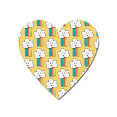 Smile Cloud Rainbow Pattern Yellow Heart Magnet