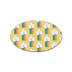 Smile Cloud Rainbow Pattern Yellow Sticker Oval (10 Pack) by Apen