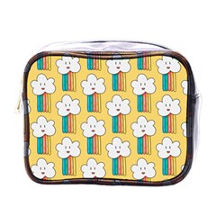 Smile Cloud Rainbow Pattern Yellow Mini Toiletries Bag (one Side) by Apen