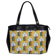 Smile Cloud Rainbow Pattern Yellow Oversize Office Handbag by Apen