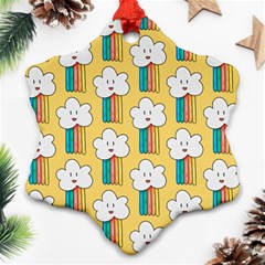 Smile Cloud Rainbow Pattern Yellow Ornament (snowflake) by Apen