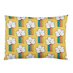 Smile Cloud Rainbow Pattern Yellow Pillow Case (two Sides) by Apen