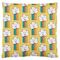 Smile Cloud Rainbow Pattern Yellow Large Cushion Case (two Sides) by Apen