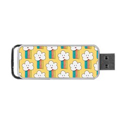 Smile Cloud Rainbow Pattern Yellow Portable Usb Flash (one Side) by Apen