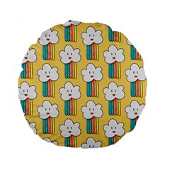 Smile Cloud Rainbow Pattern Yellow Standard 15  Premium Round Cushions by Apen