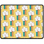 Smile Cloud Rainbow Pattern Yellow Two Sides Fleece Blanket (Medium) 58.8 x47.4  Blanket Front