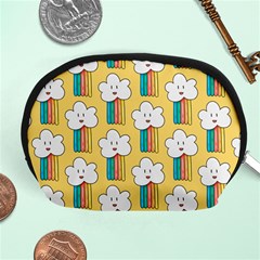 Smile Cloud Rainbow Pattern Yellow Accessory Pouch (medium) by Apen