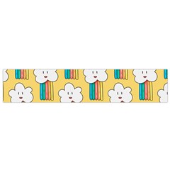 Smile Cloud Rainbow Pattern Yellow Small Premium Plush Fleece Scarf by Apen