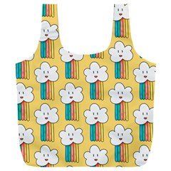 Smile Cloud Rainbow Pattern Yellow Full Print Recycle Bag (xxl) by Apen