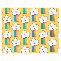 Smile Cloud Rainbow Pattern Yellow Premium Plush Fleece Blanket (medium) by Apen