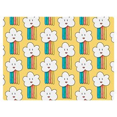 Smile Cloud Rainbow Pattern Yellow Premium Plush Fleece Blanket (extra Small) by Apen