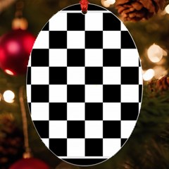 Chess Board Background Design Uv Print Acrylic Ornament Oval