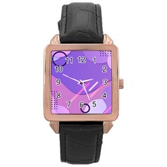 Hand Drawn Abstract Organic Shapes Background Rose Gold Leather Watch  by Apen