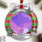 Colorful Labstract Wallpaper Theme Metal X Mas Ribbon With Red Crystal Round Ornament Front