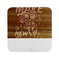 Dont Fear Marble Wood Coaster (square) by Saikumar