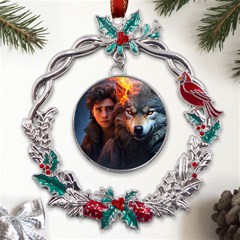 Be Fearless Metal X mas Wreath Holly Leaf Ornament by Saikumar