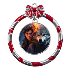 Be Fearless Metal Red Ribbon Round Ornament by Saikumar