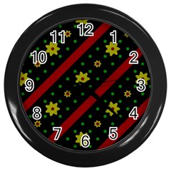 Background Pattern Texture Design Wall Clock (black) by Jatiart