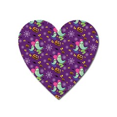 Pumpkin Ghost Skeleton Pattern Heart Magnet by Jatiart